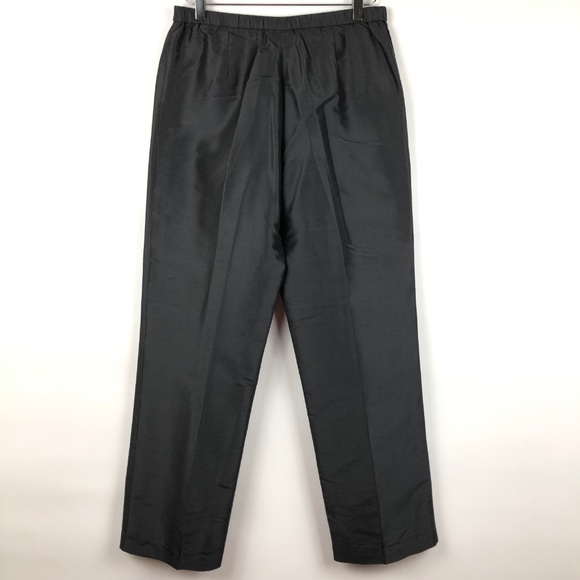 Neiman Marcus M 100%Silk Pant Stretch Waist Black - Picture 2 of 8